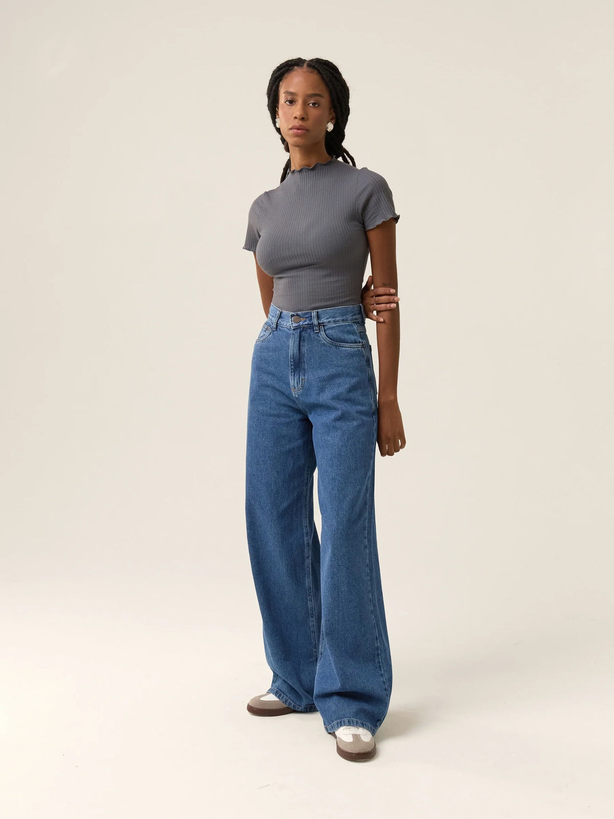 Calça Jeans Wide Leg Buriti Azul Médio