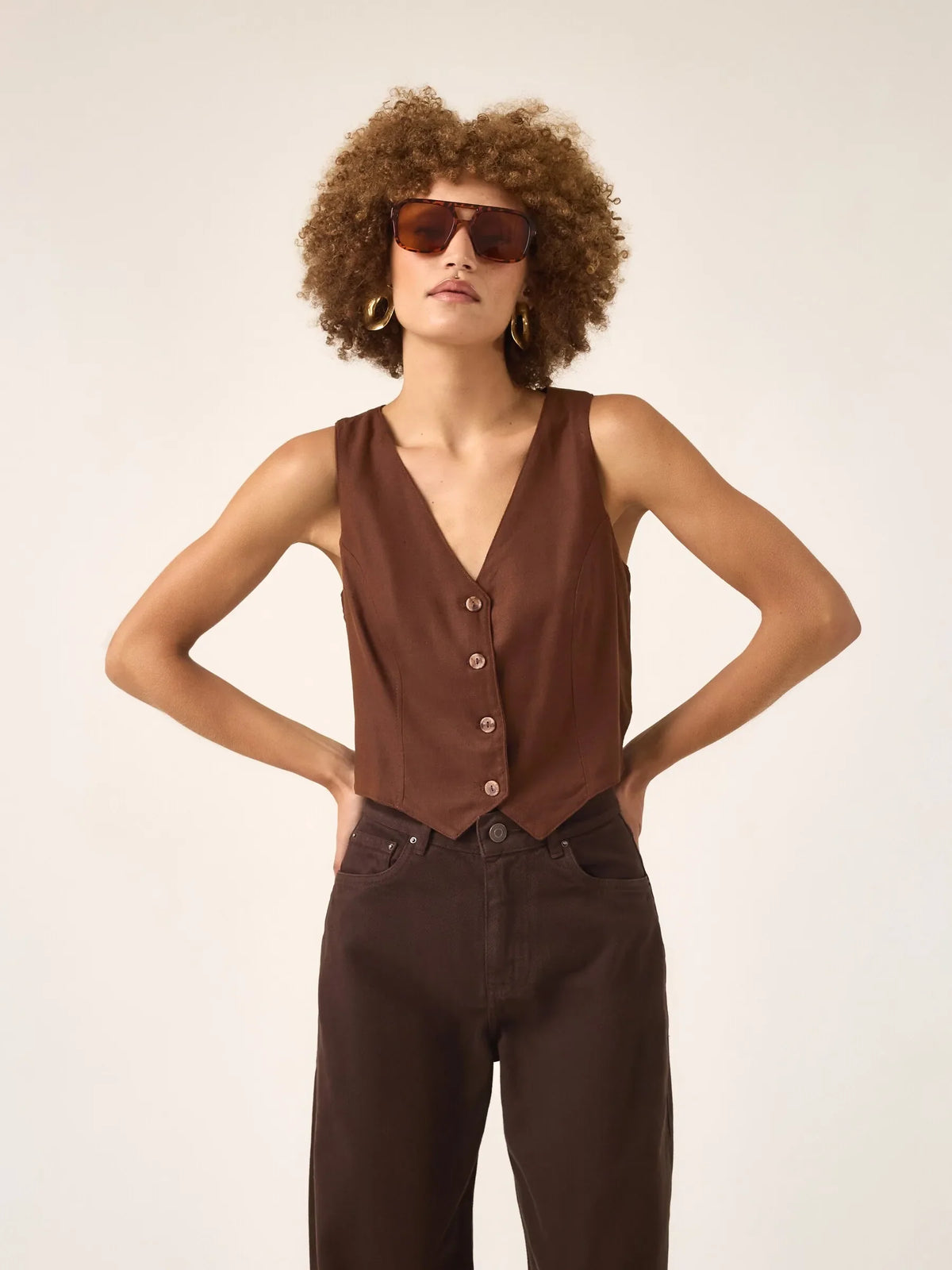 Colete Calêndula Marrom Escuro