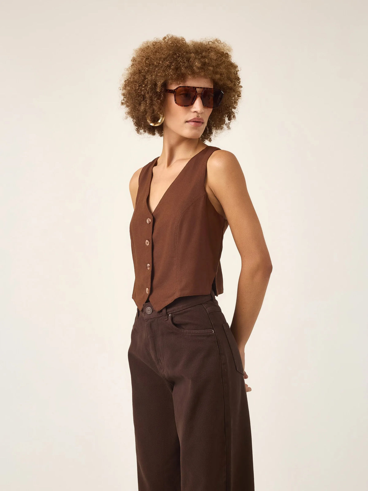 Colete Calêndula Marrom Escuro