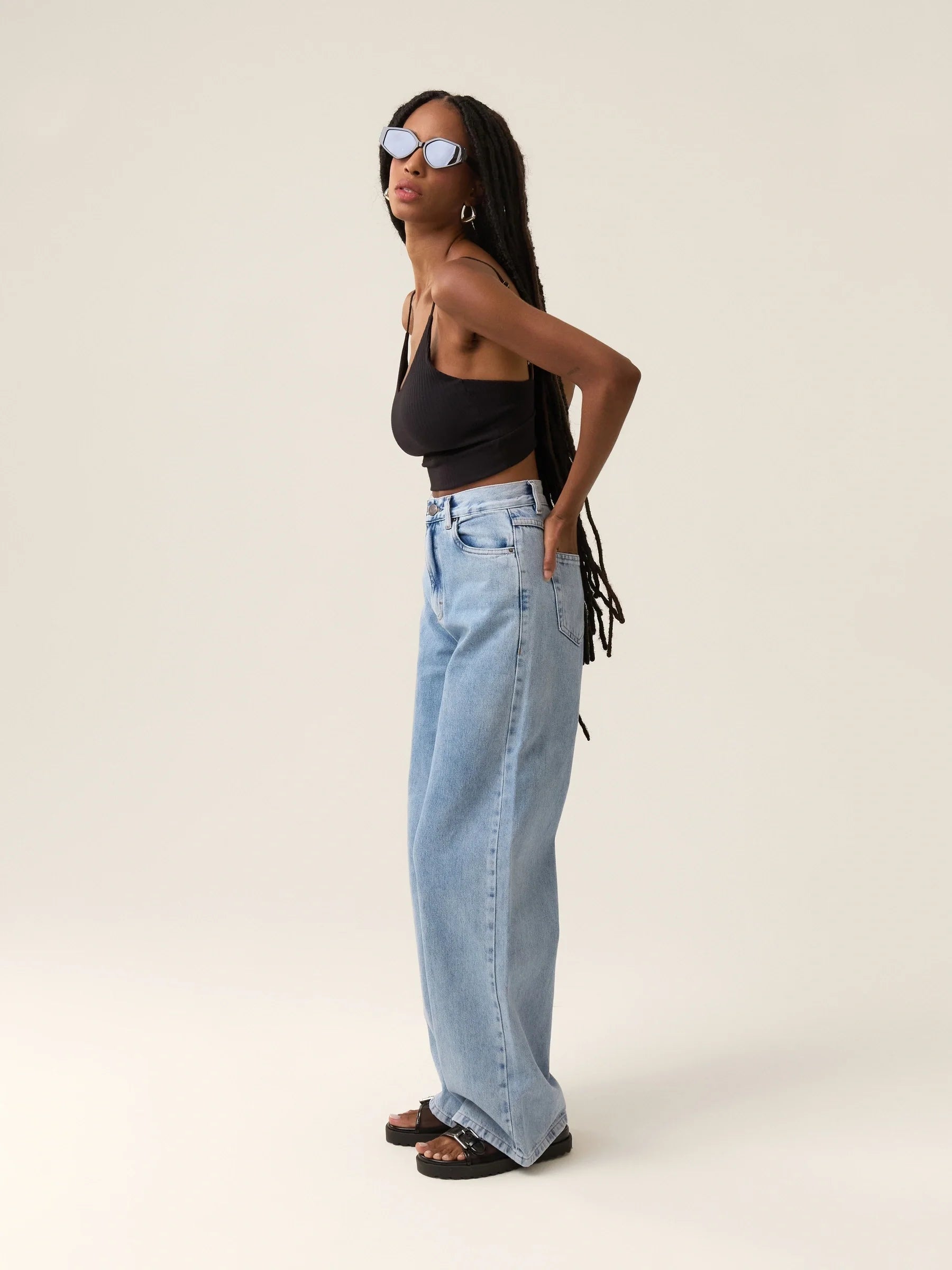 Calça Jeans Wide Leg Buriti Azul Claro