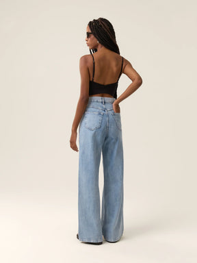 Calça Jeans Wide Leg Buriti Azul Claro