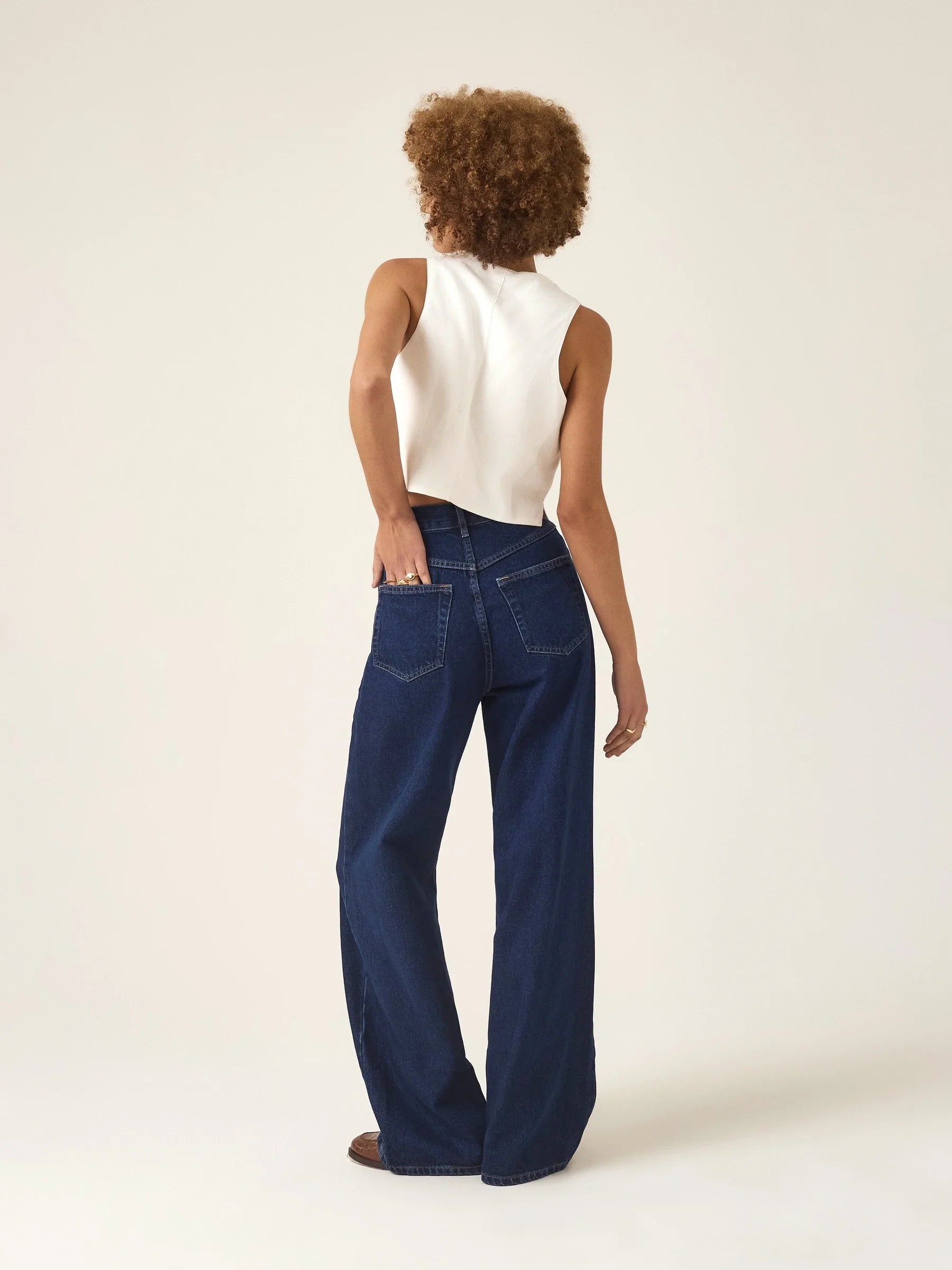 Calça Jeans Wide Leg Buriti Azul Escuro