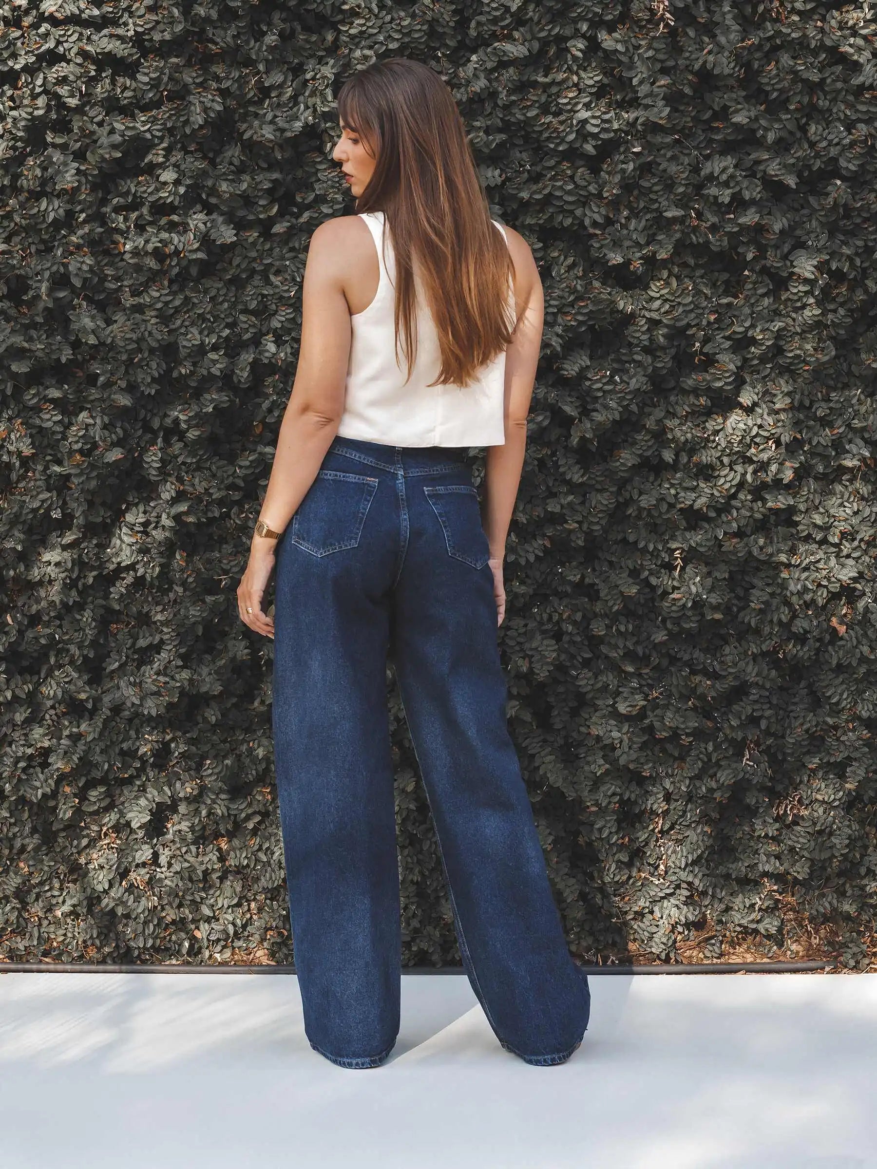 Calça Jeans Wide Leg Buriti Azul Escuro