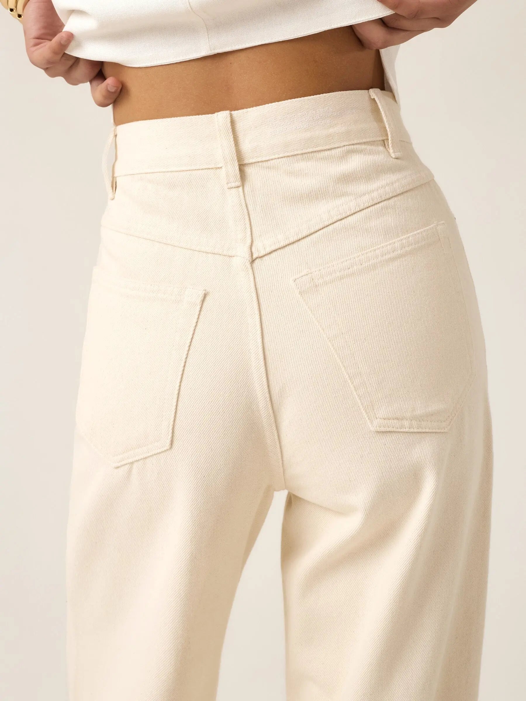 Calça Jeans Wide Leg Buriti Bege