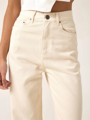 Calça Jeans Wide Leg Buriti Bege