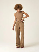 Calça Jeans Wide Leg Buriti Marrom Claro