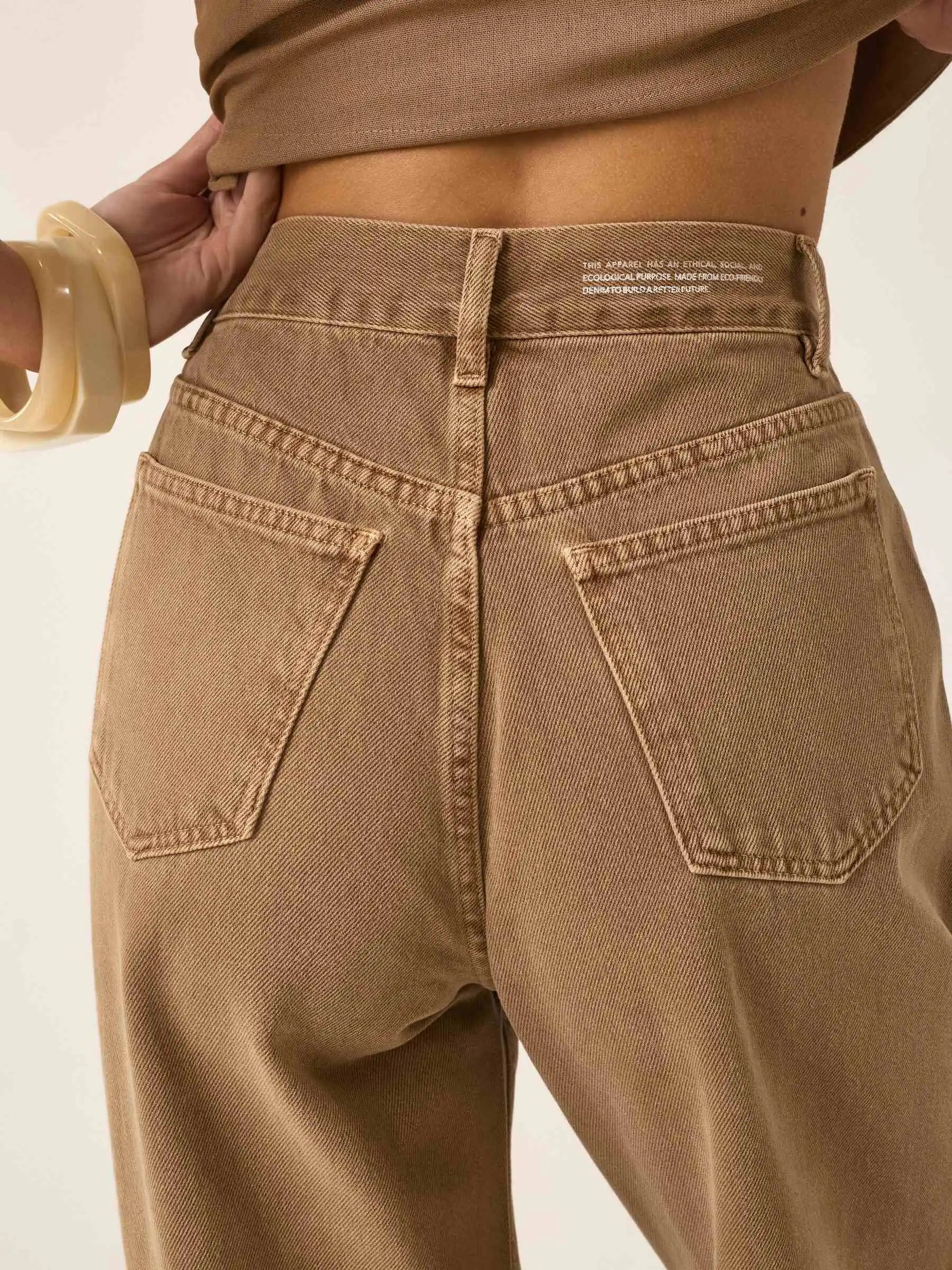 Calça Jeans Wide Leg Buriti Marrom Claro