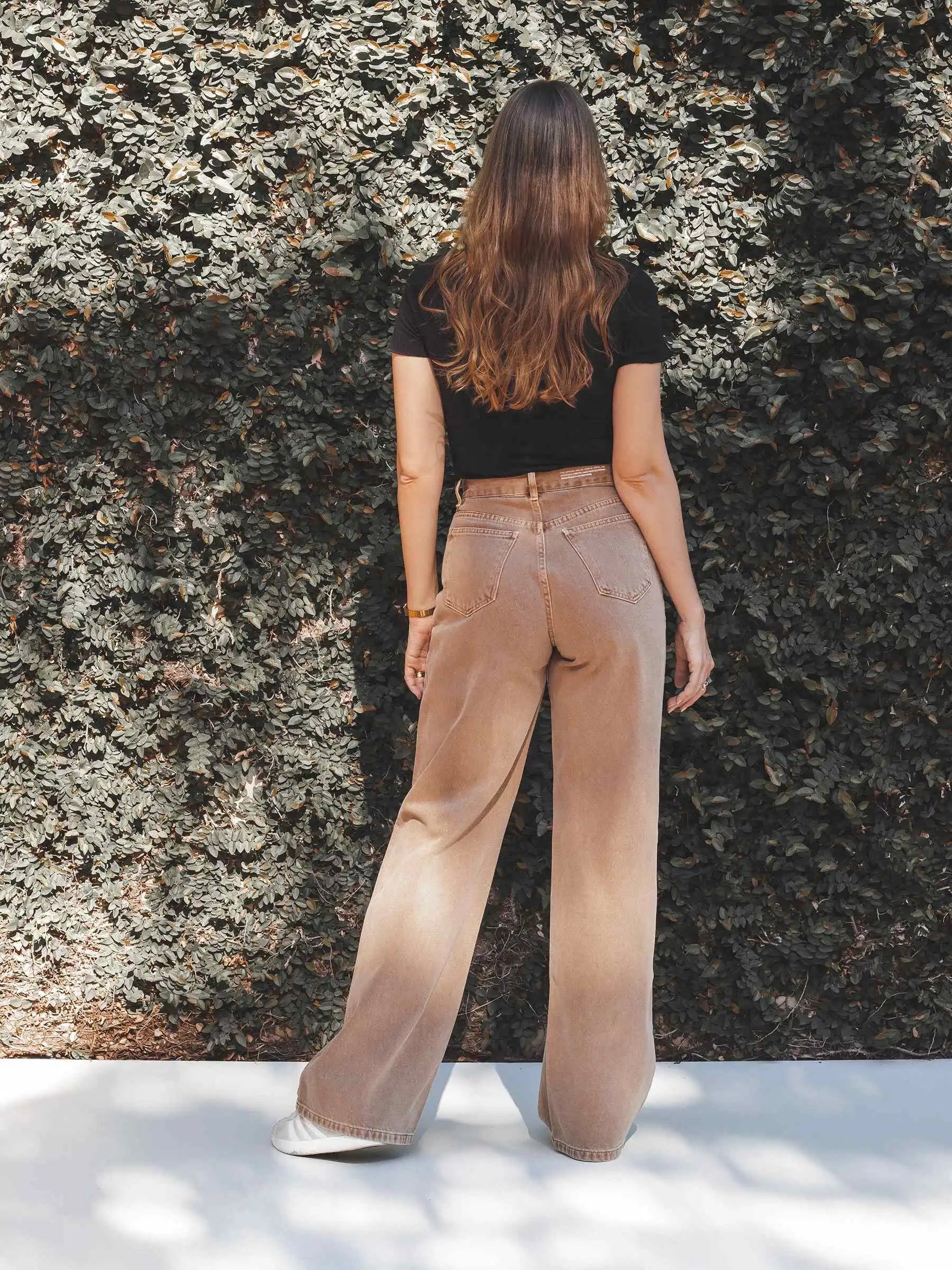 Calça Jeans Wide Leg Buriti Marrom Claro