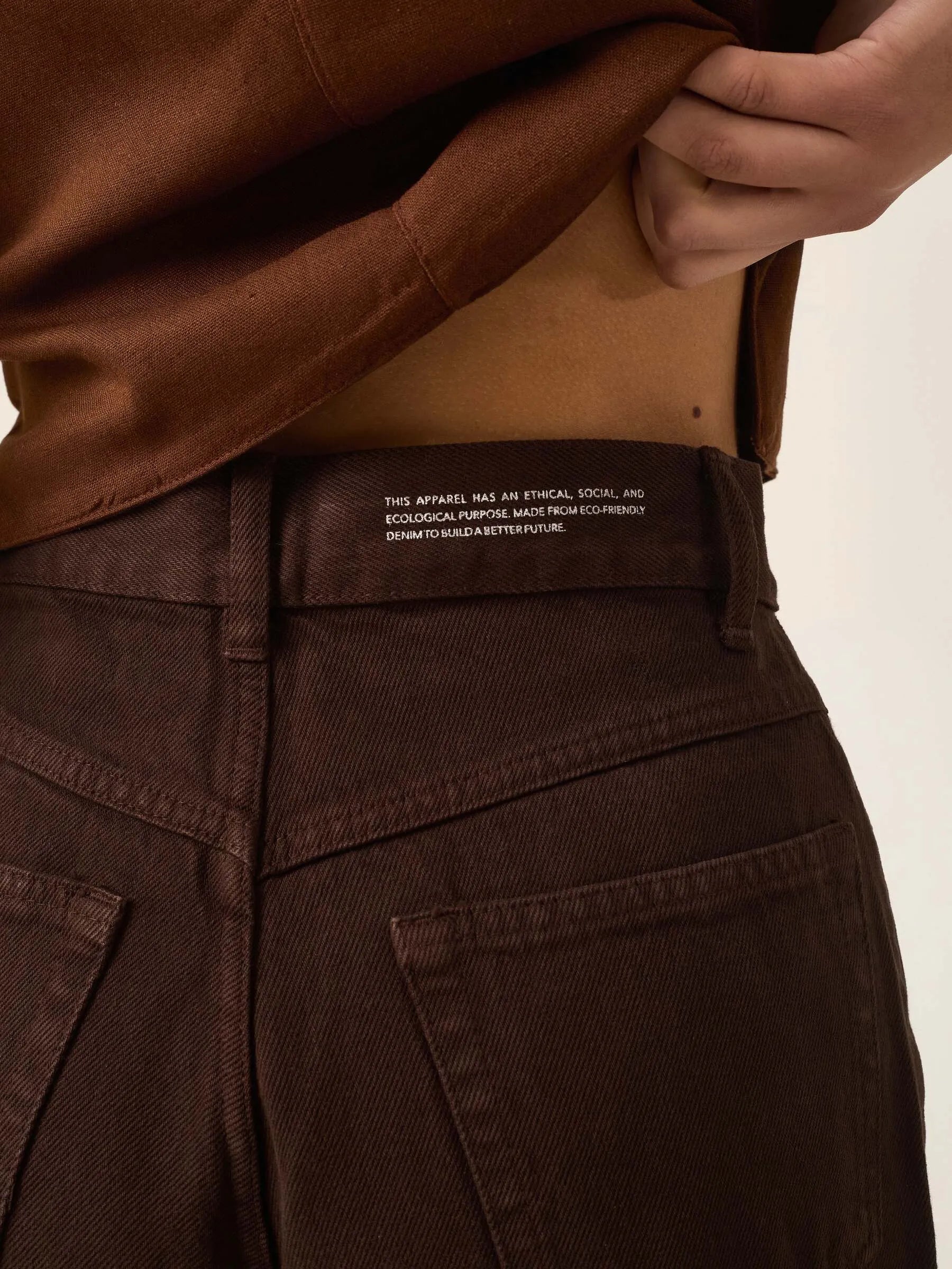 Calça Jeans Wide Leg Buriti Marrom Escuro