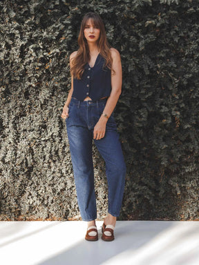 Calça Jeans Slouchy Cacau Azul Escuro