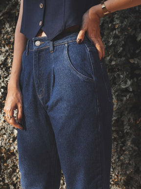 Calça Jeans Slouchy Cacau Azul Escuro