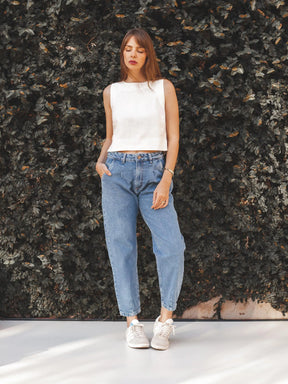 Calça Jeans Slouchy Cacau Azul Médio