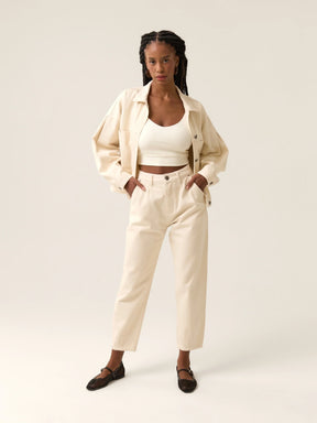 Calça Jeans Slouchy Cacau Bege