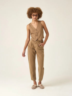 Calça Jeans Slouchy Cacau Marrom Claro