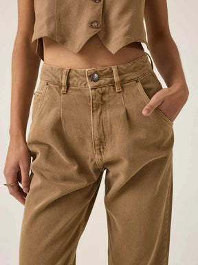 Calça Jeans Slouchy Cacau Marrom Claro