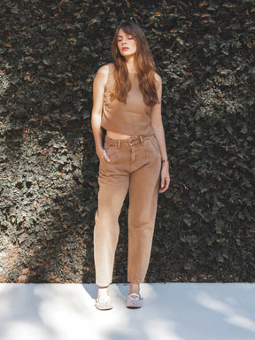 Calça Jeans Slouchy Cacau Marrom Claro