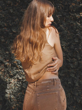 Calça Jeans Slouchy Cacau Marrom Claro