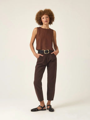 Calça Jeans Slouchy Cacau Marrom Escuro