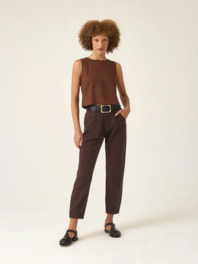 Calça Jeans Slouchy Cacau Marrom Escuro