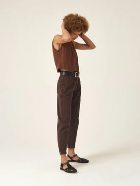 Calça Jeans Slouchy Cacau Marrom Escuro