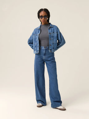 Jaqueta Jeans Oversized Andiroba Azul Médio