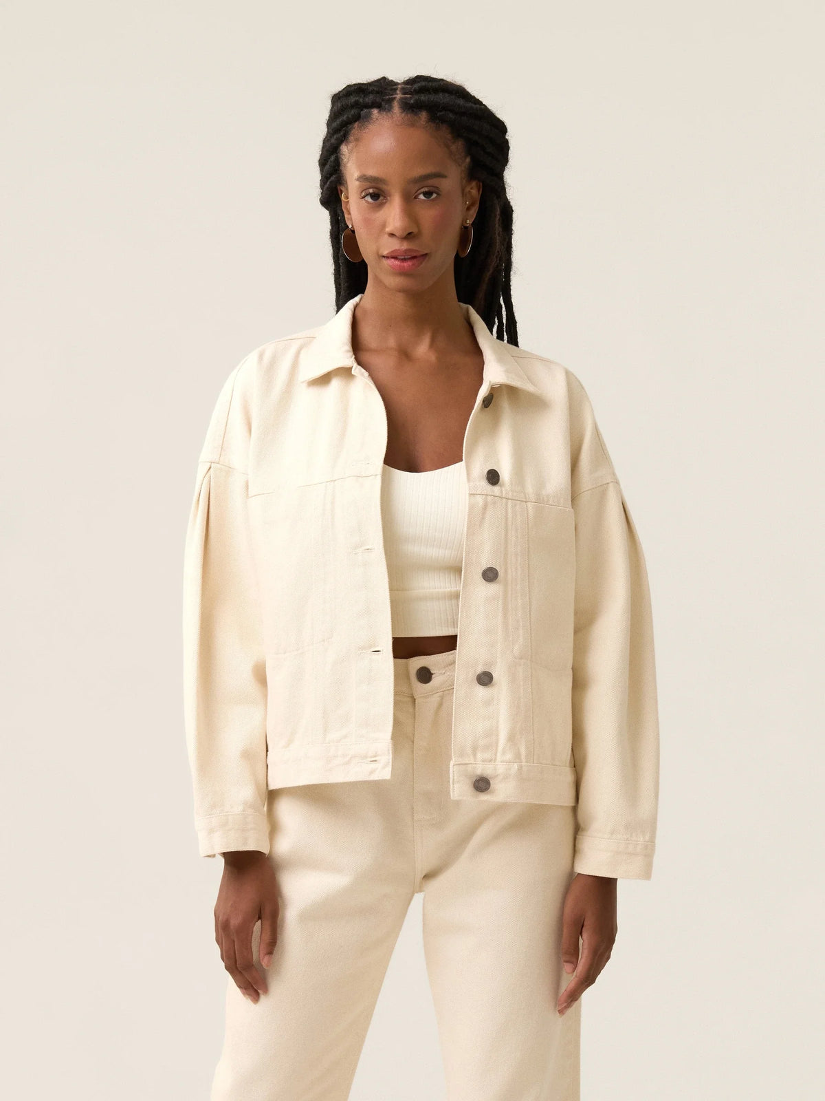 Jaqueta Jeans Oversized Andiroba Bege