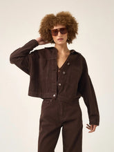 Jaqueta Jeans Oversized Andiroba Marrom Escuro