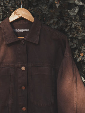 Jaqueta Jeans Oversized Andiroba Marrom Escuro