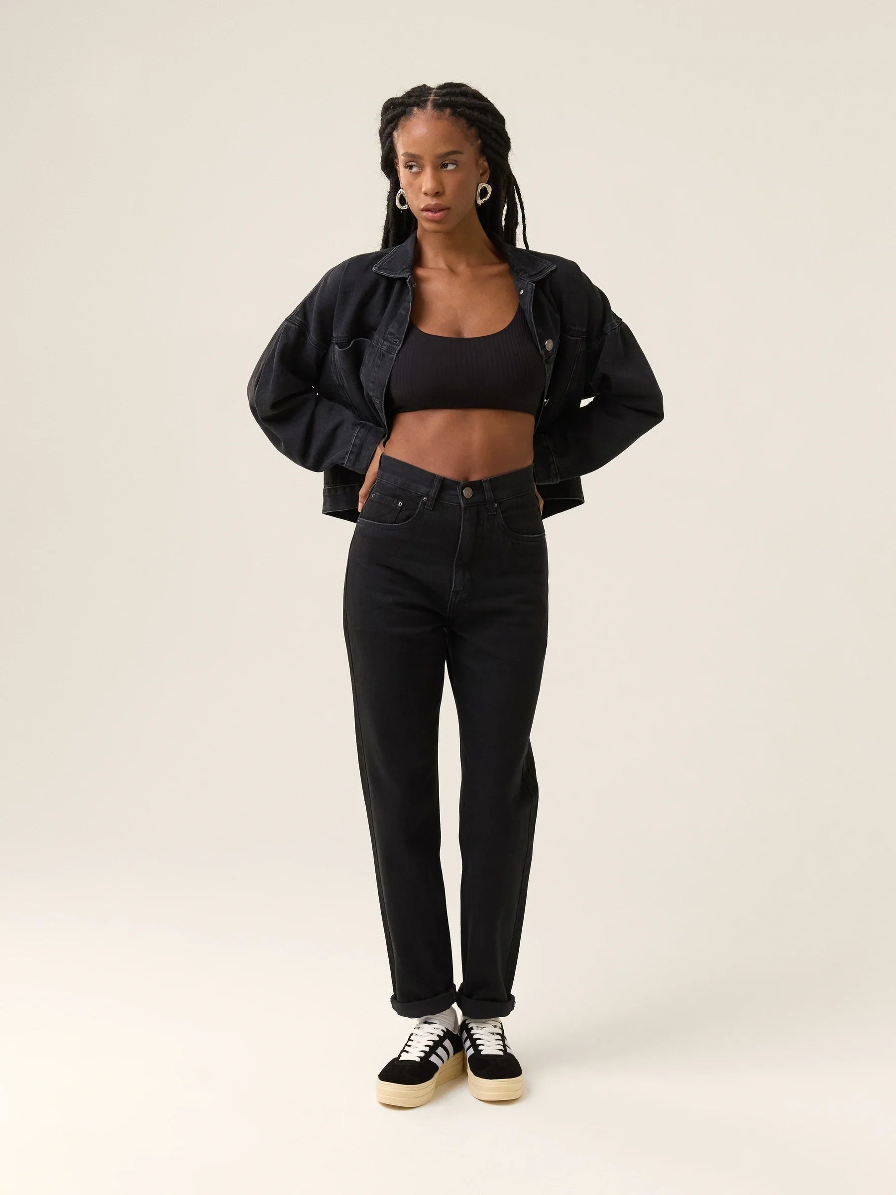 Jaqueta Jeans Oversized Andiroba Preta