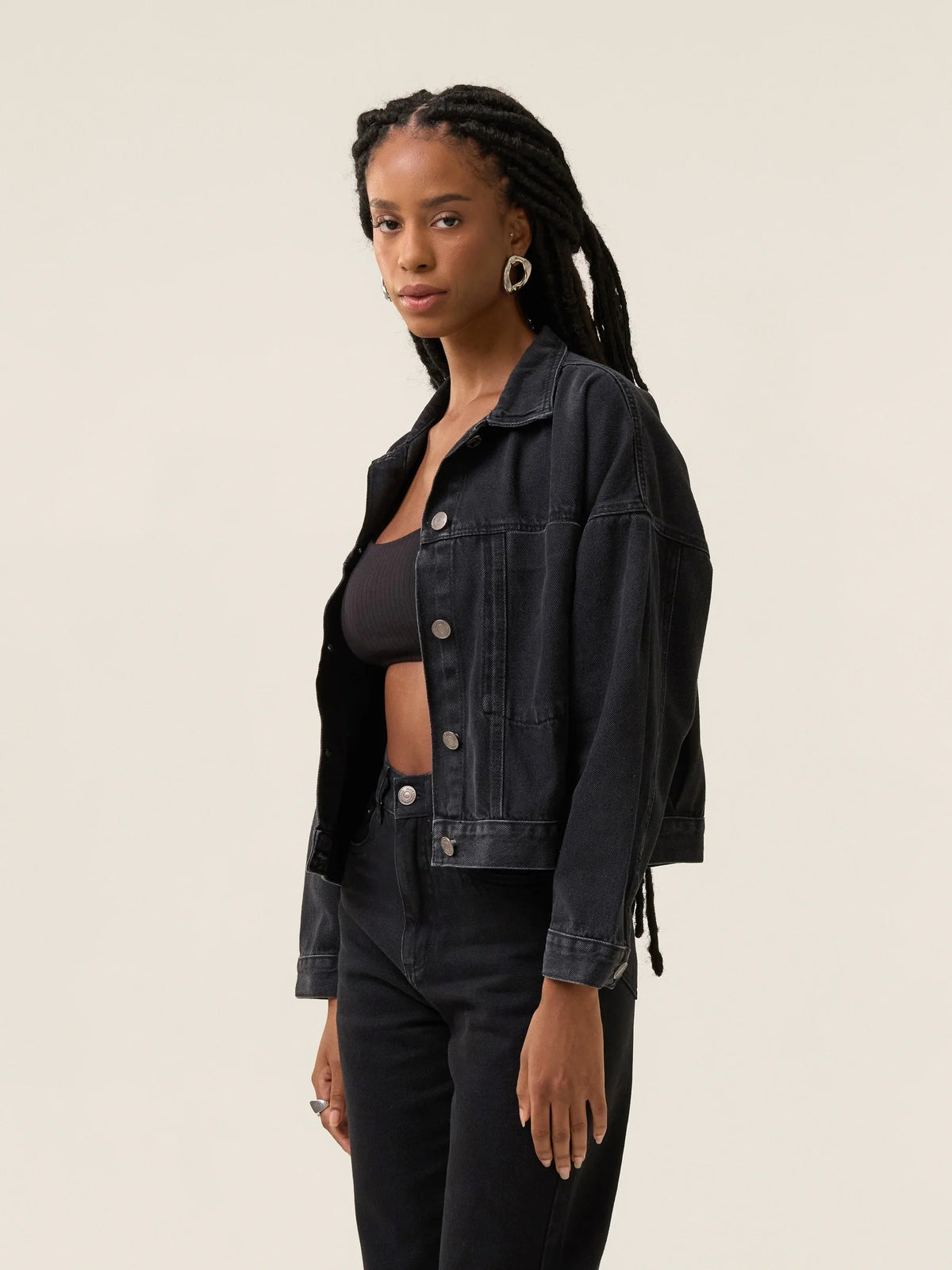 Jaqueta Jeans Oversized Andiroba Preta