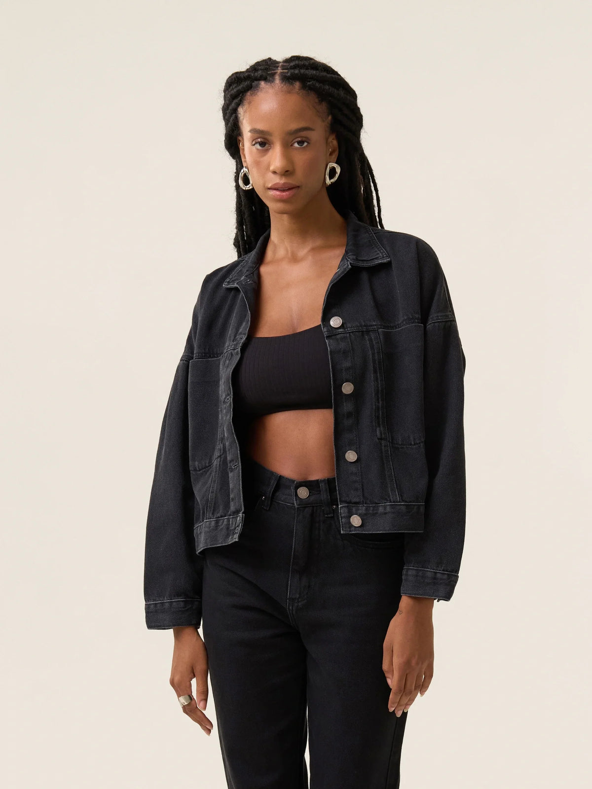 Jaqueta Jeans Oversized Andiroba Preta