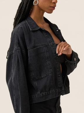 Jaqueta Jeans Oversized Andiroba Preta