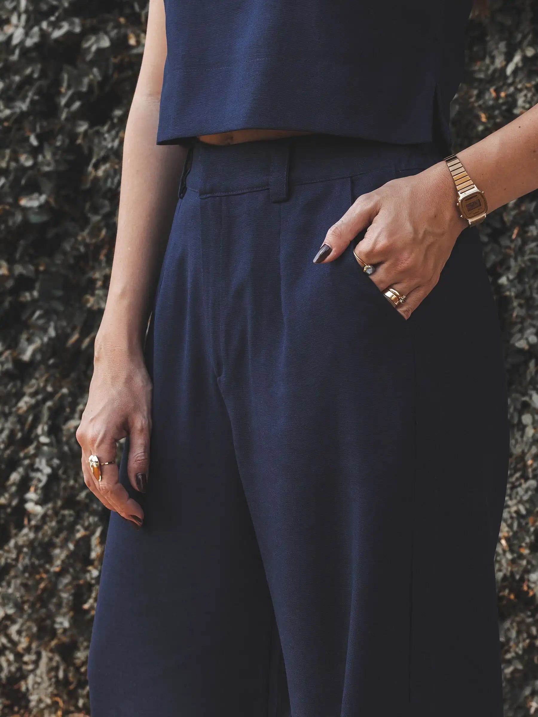 Calça Pantalona Graviola Azul Escuro