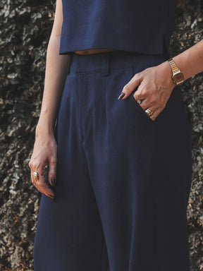 Calça Pantalona Graviola Azul Escuro