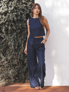 Calça Pantalona Graviola Azul Escuro