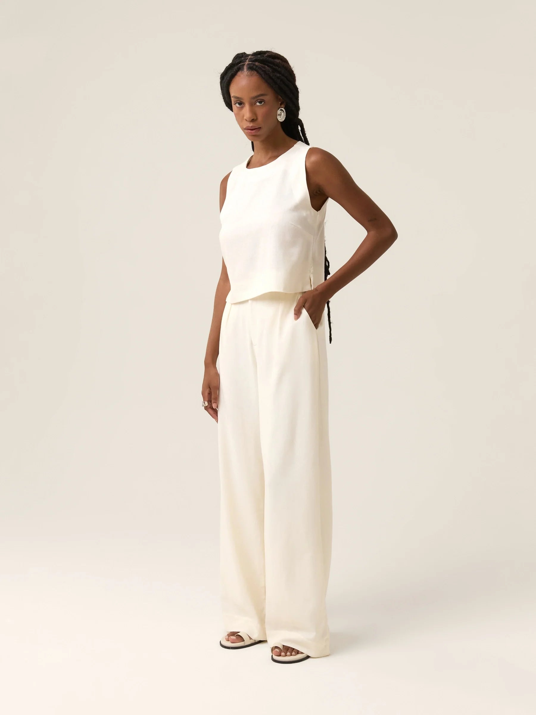 Calça Pantalona Graviola Off White + Forro