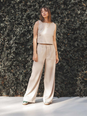 Calça Pantalona Graviola Bege Claro