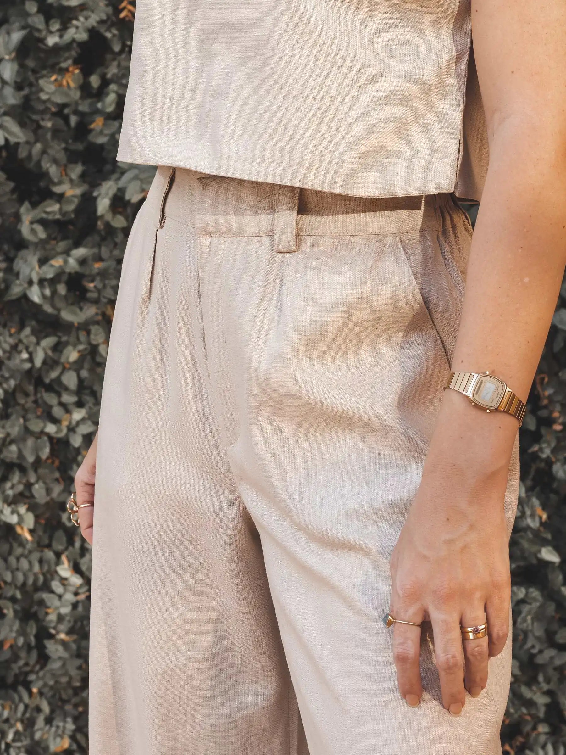 Calça Pantalona Graviola Bege Claro