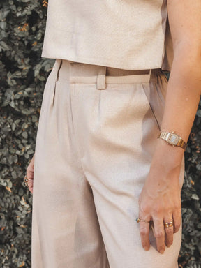 Calça Pantalona Graviola Bege Claro