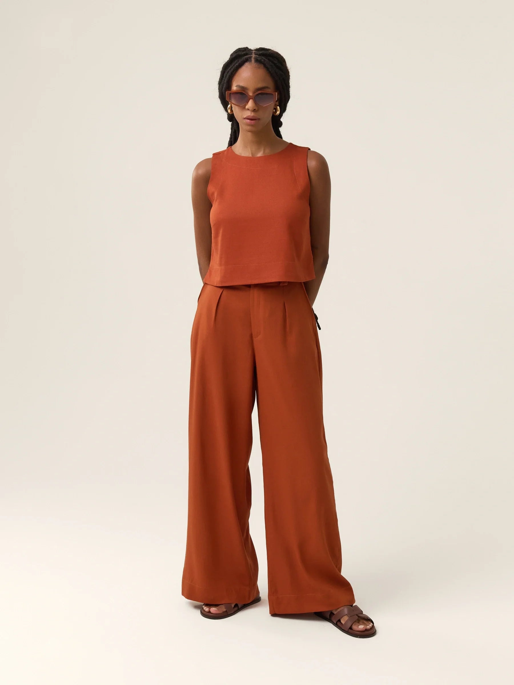 Calça Pantalona Graviola Terracota