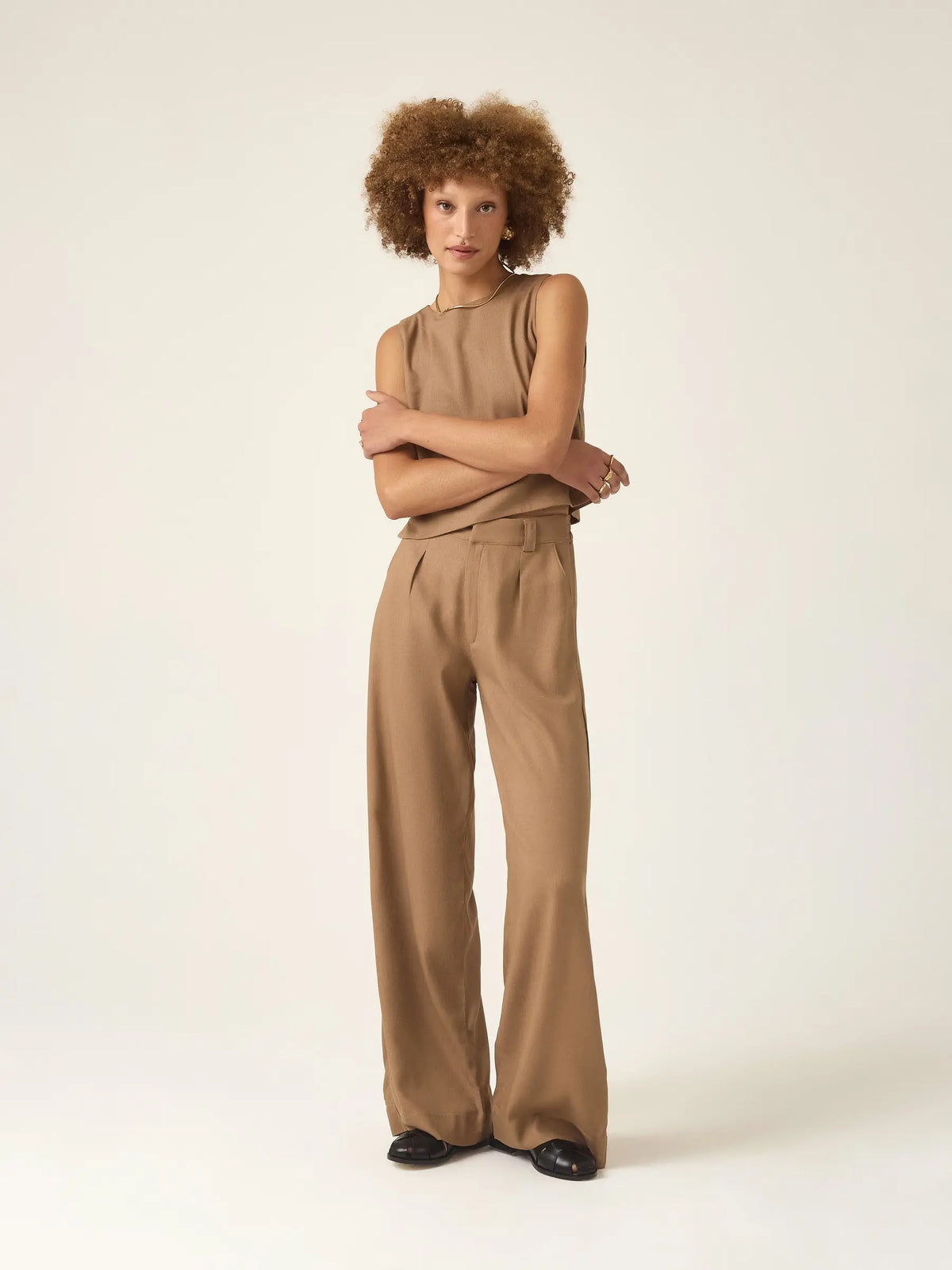 Calça Pantalona Graviola Marrom Claro