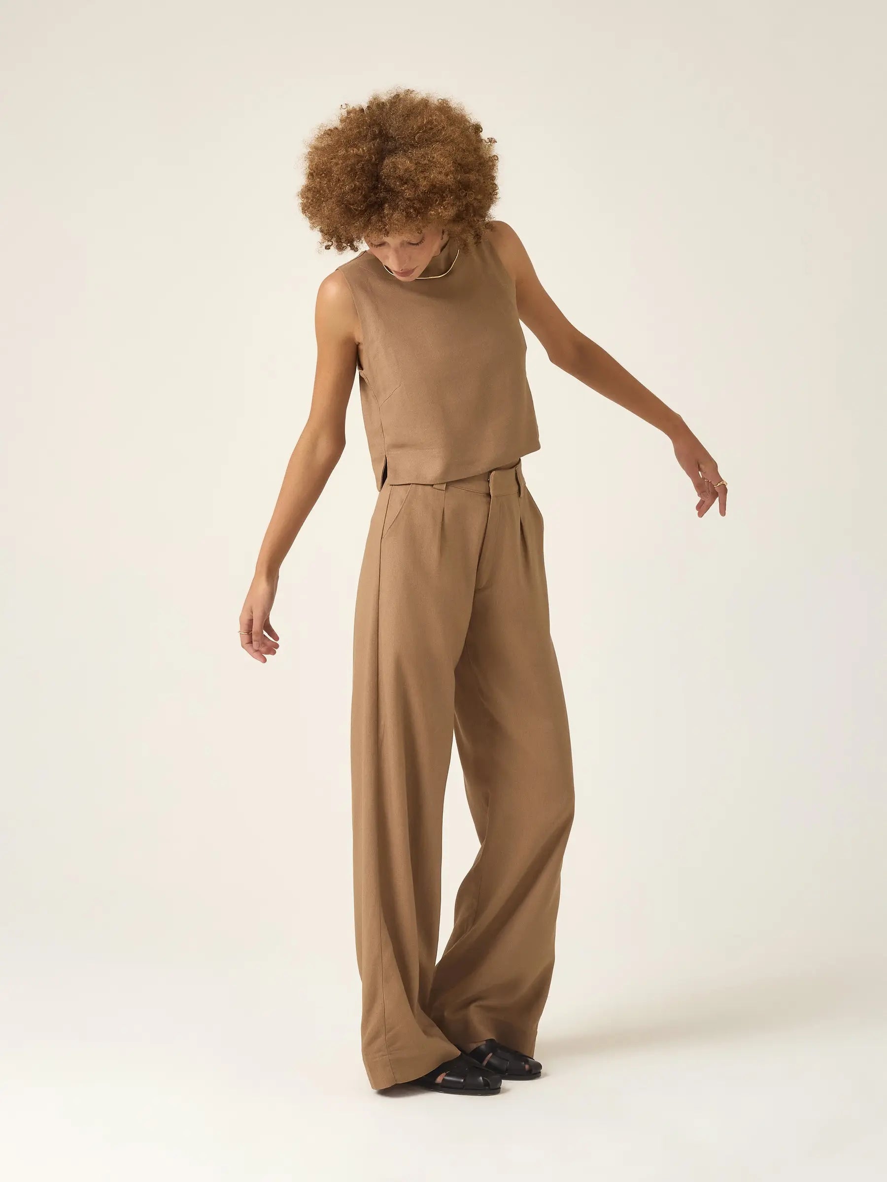 Calça Pantalona Graviola Marrom Claro