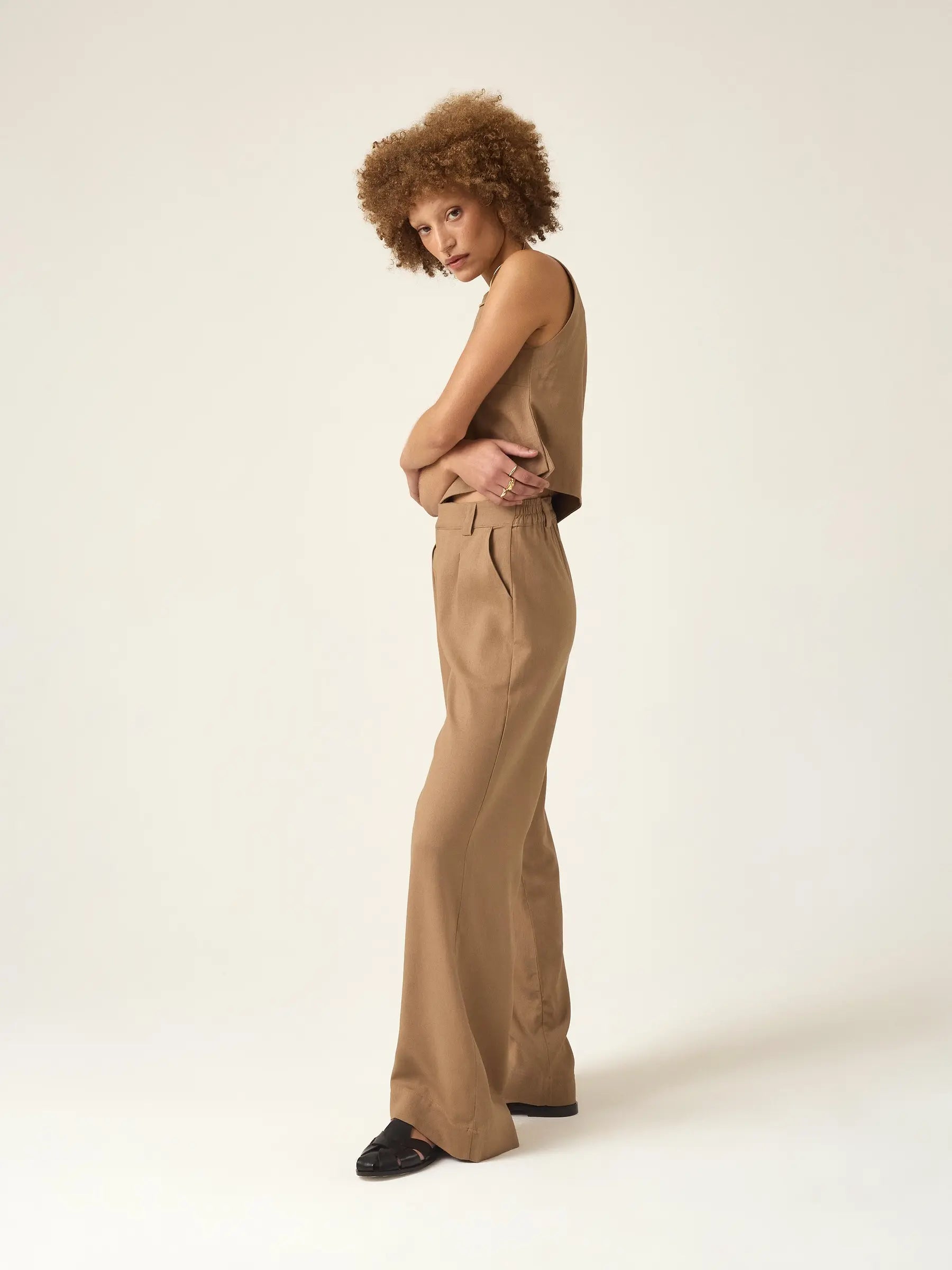 Calça Pantalona Graviola Marrom Claro