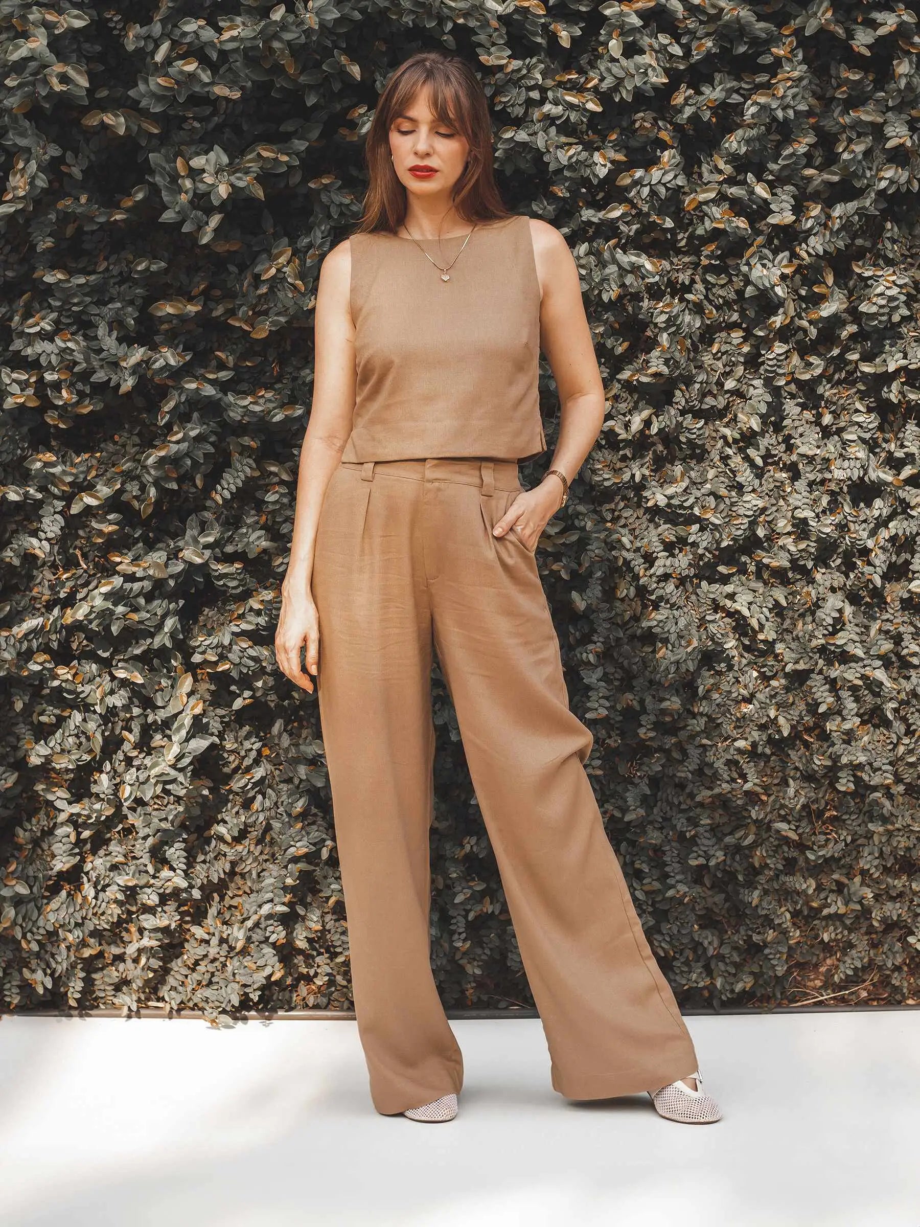 Calça Pantalona Graviola Marrom Claro