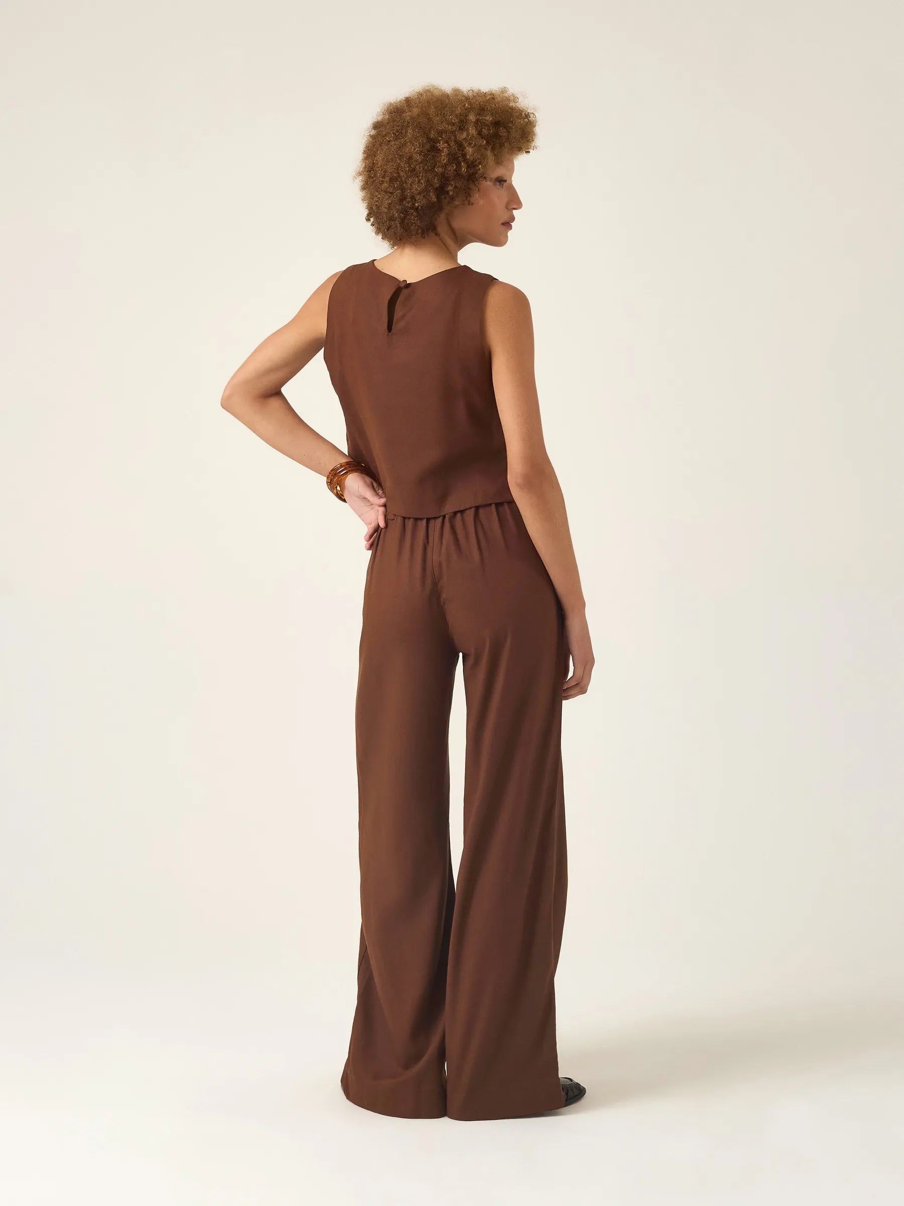 Calça Pantalona Graviola Marrom Escuro