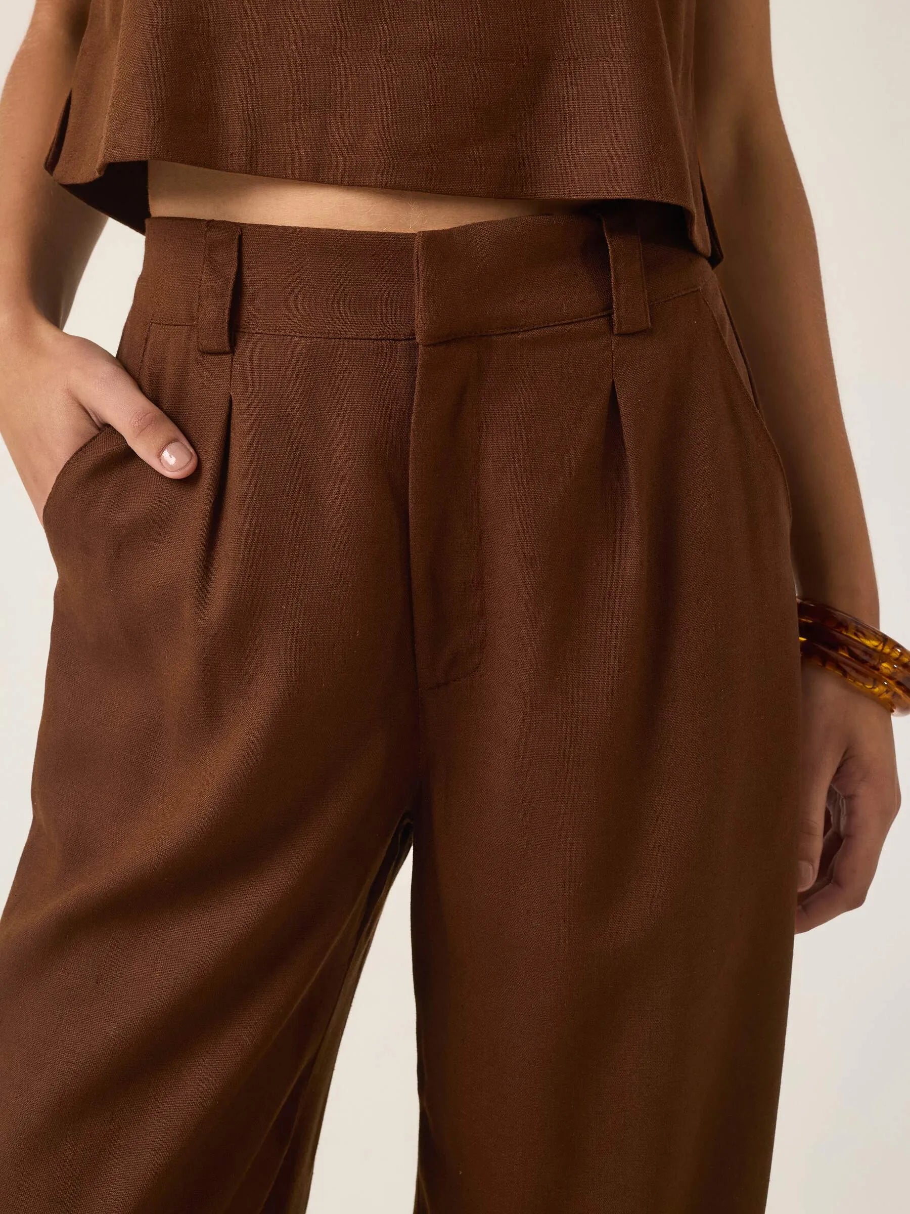 Calça Pantalona Graviola Marrom Escuro