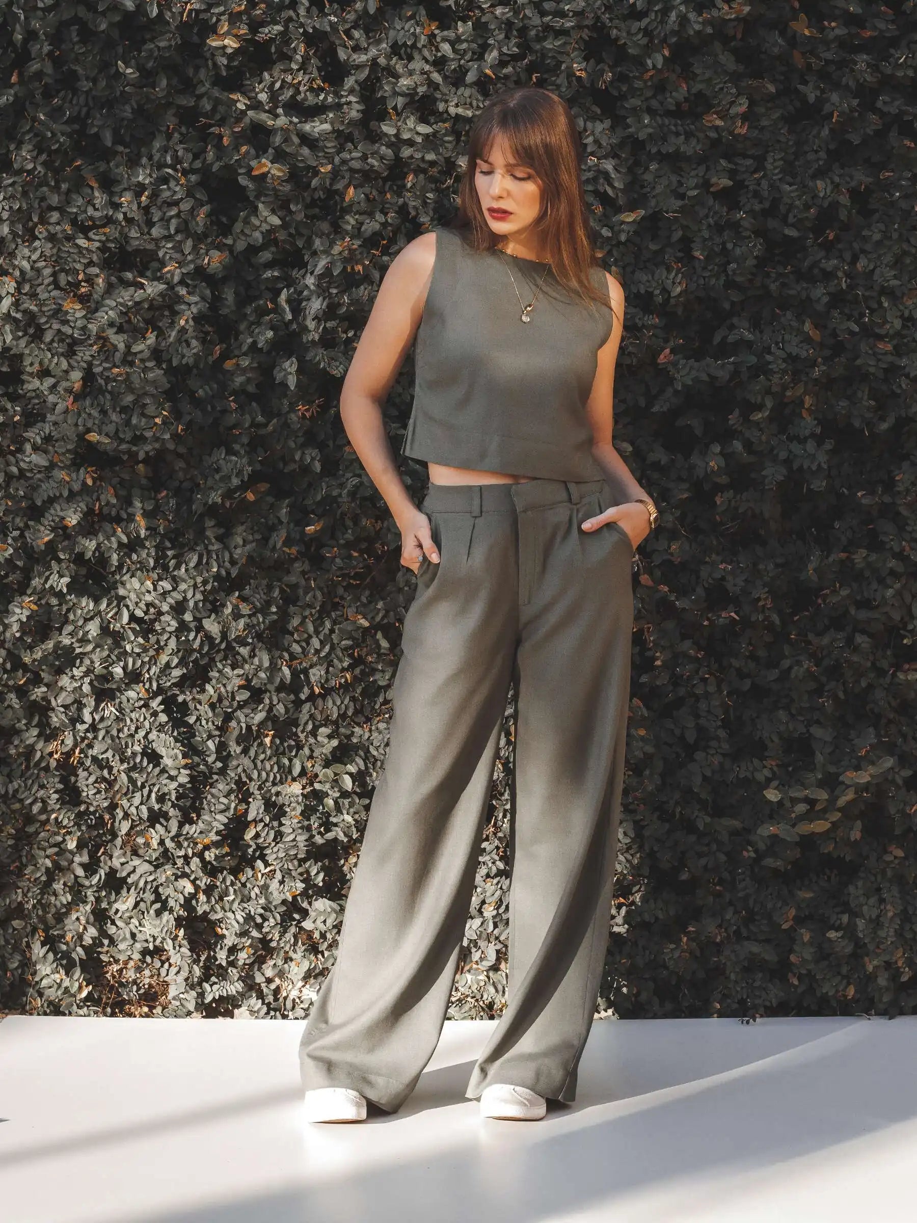 Calça Pantalona Graviola Verde Escuro