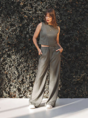 Calça Pantalona Graviola Verde Escuro