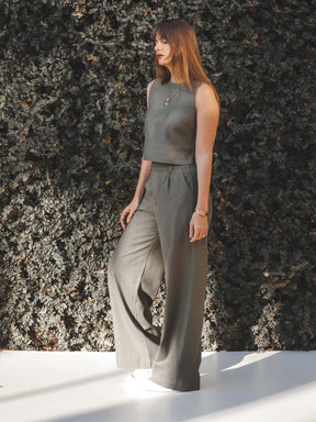 Calça Pantalona Graviola Verde Escuro