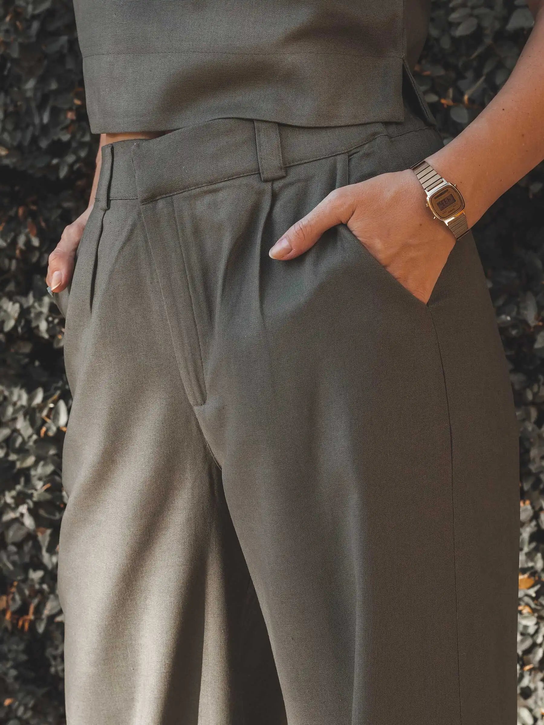 Calça Pantalona Graviola Verde Escuro